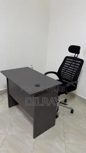 Office Desk and Adjustable Chair With Head Rest