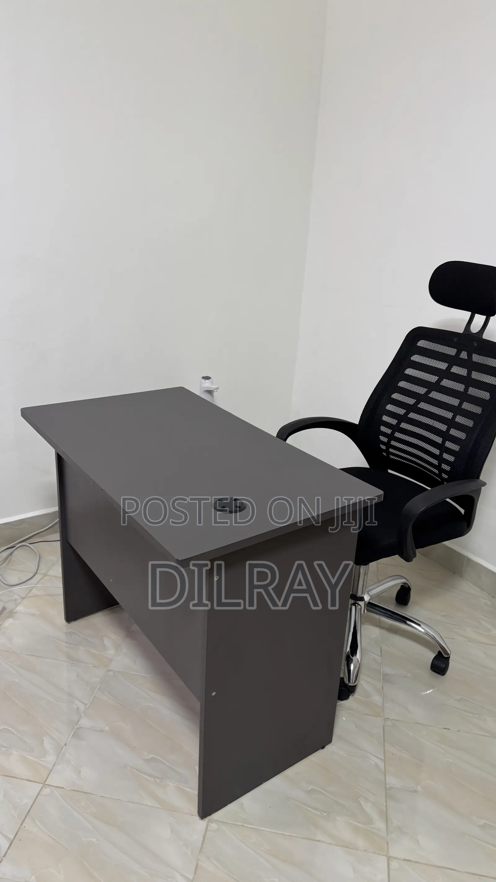 Office Desk and Adjustable Chair With Head Rest