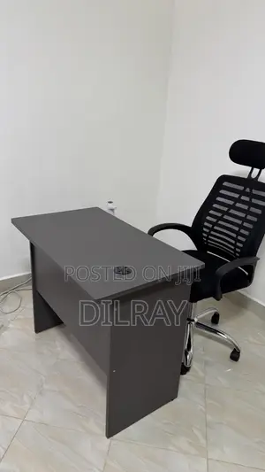 Office Desk and Adjustable Chair With Head Rest