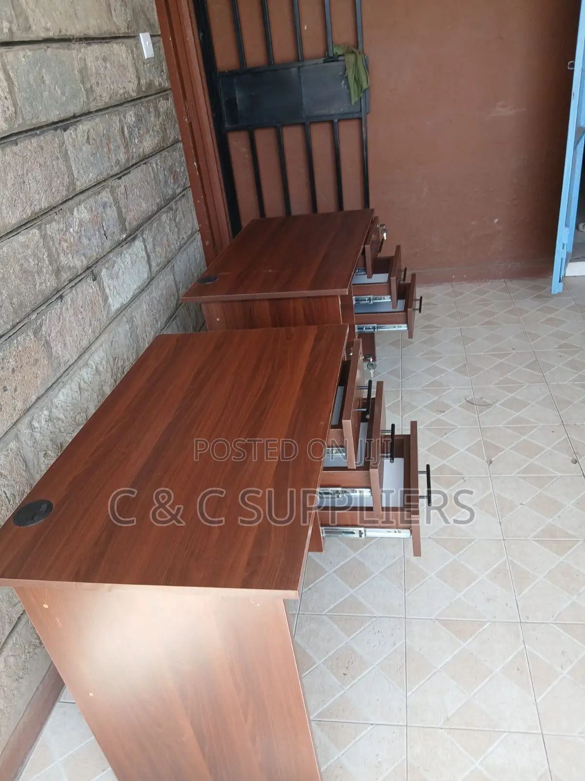 Clerical Brown Study Desk With Drawers