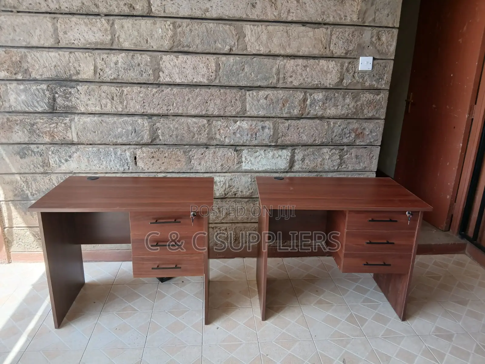 Clerical Brown Study Desk With Drawers