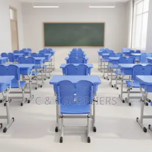 Blue Classroom Kids Desk and Chair Set.