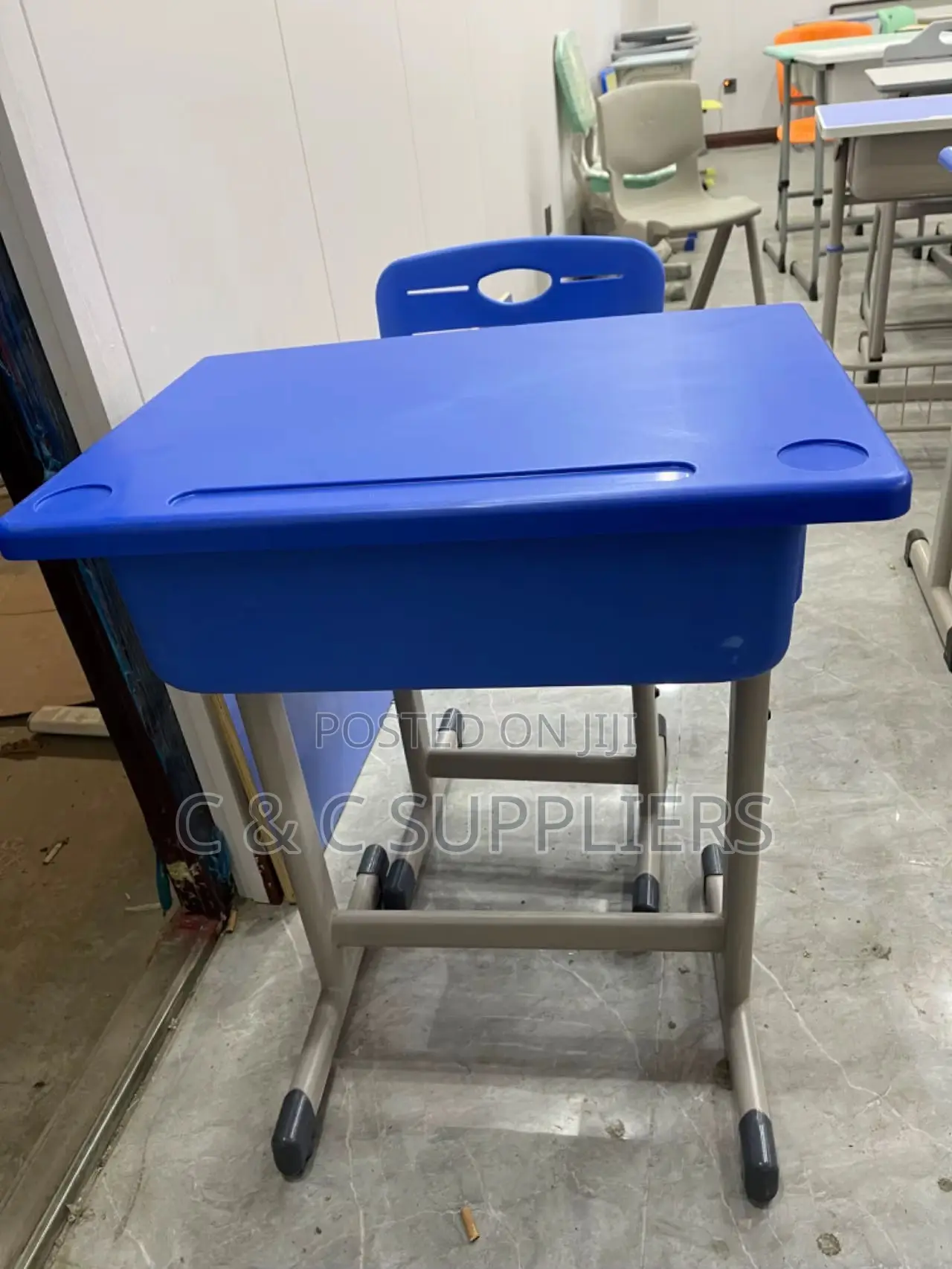 Blue Classroom Kids Desk and Chair Set.