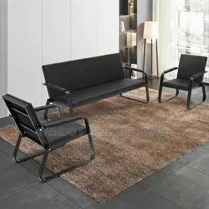 Office Sofa : Sleek Black Office Reception Sofa
