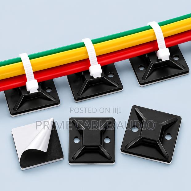 25×25mm Self-Adhesive Cable Tie Mounts – Wire Management Base