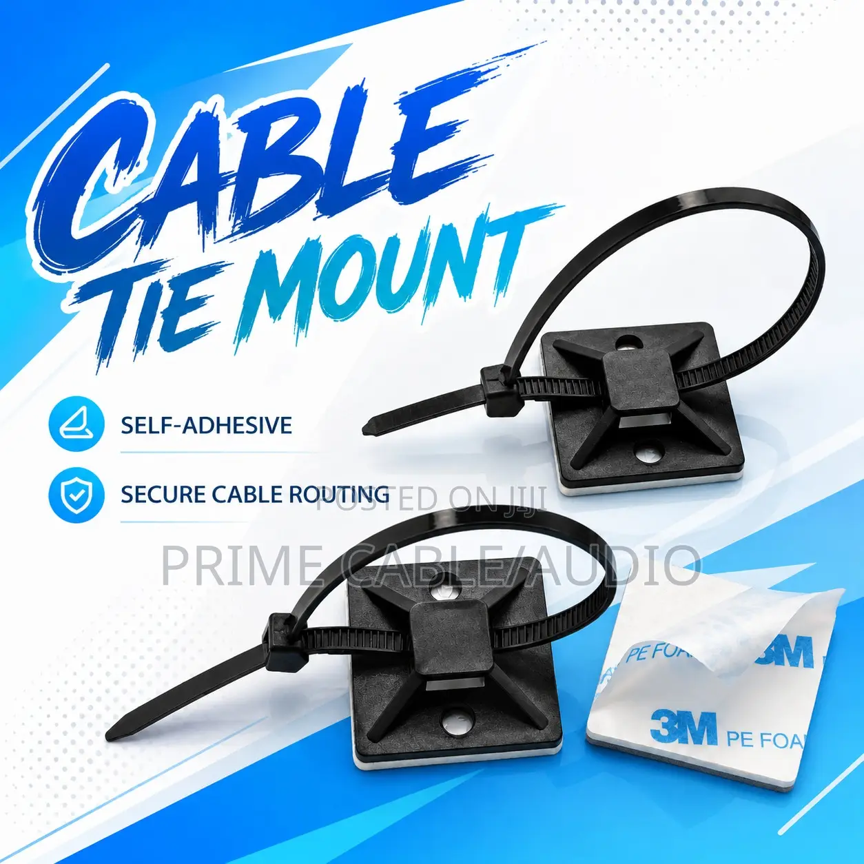 25×25mm Self-Adhesive Cable Tie Mounts – Wire Management Base