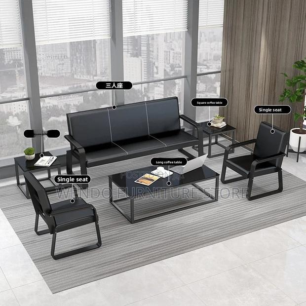 Office Sofa : Sleek Black Office Reception Sofa - thumbnail 2