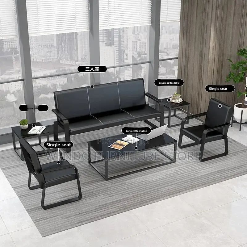 Office Sofa : Sleek Black Office Reception Sofa