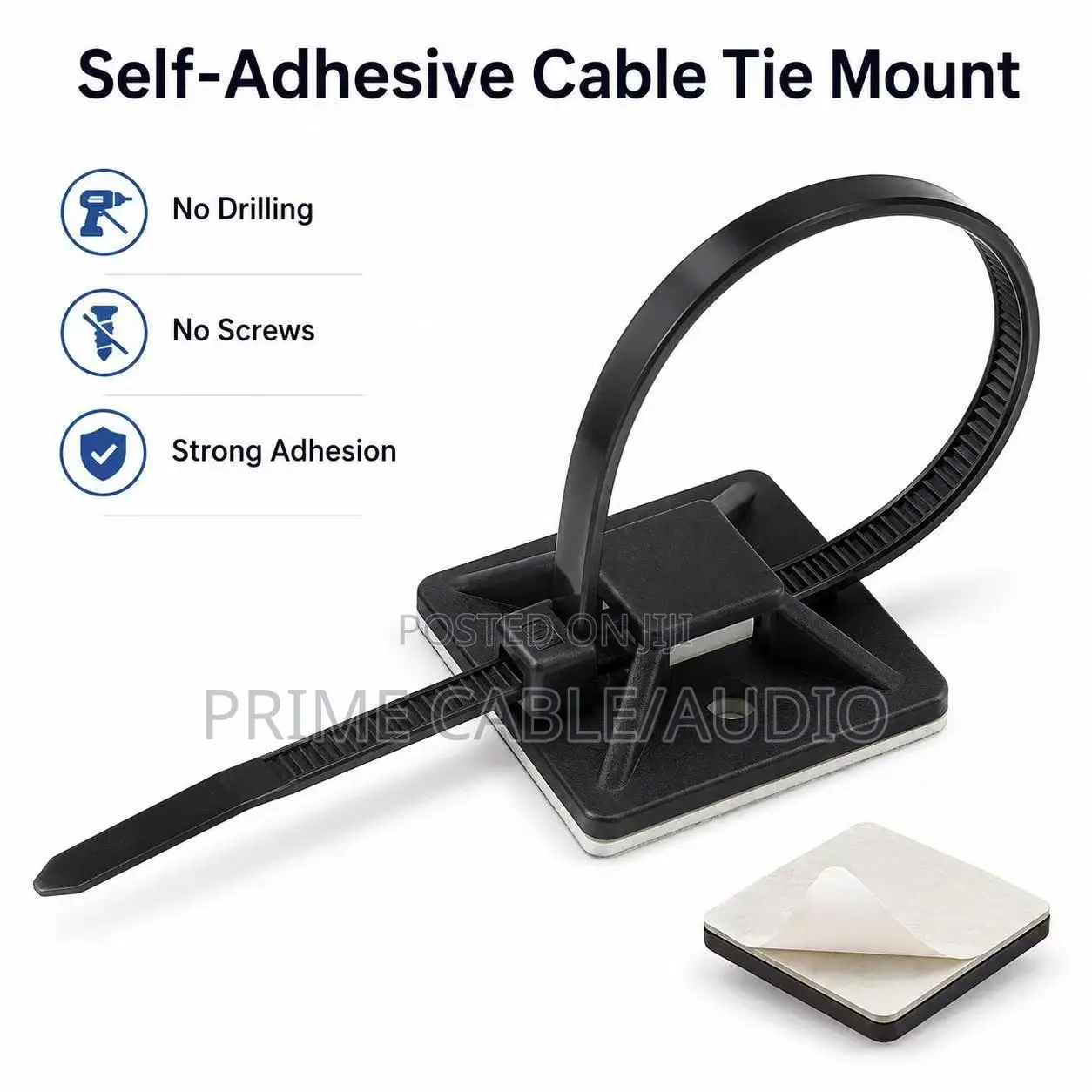 25×25mm Self-Adhesive Cable Tie Mounts – Wire Management Base