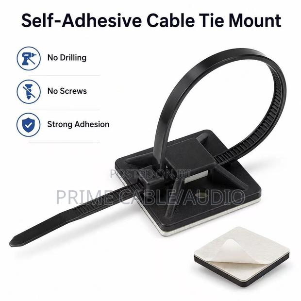 25×25mm Self-Adhesive Cable Tie Mounts – Wire Management Base - thumbnail 3