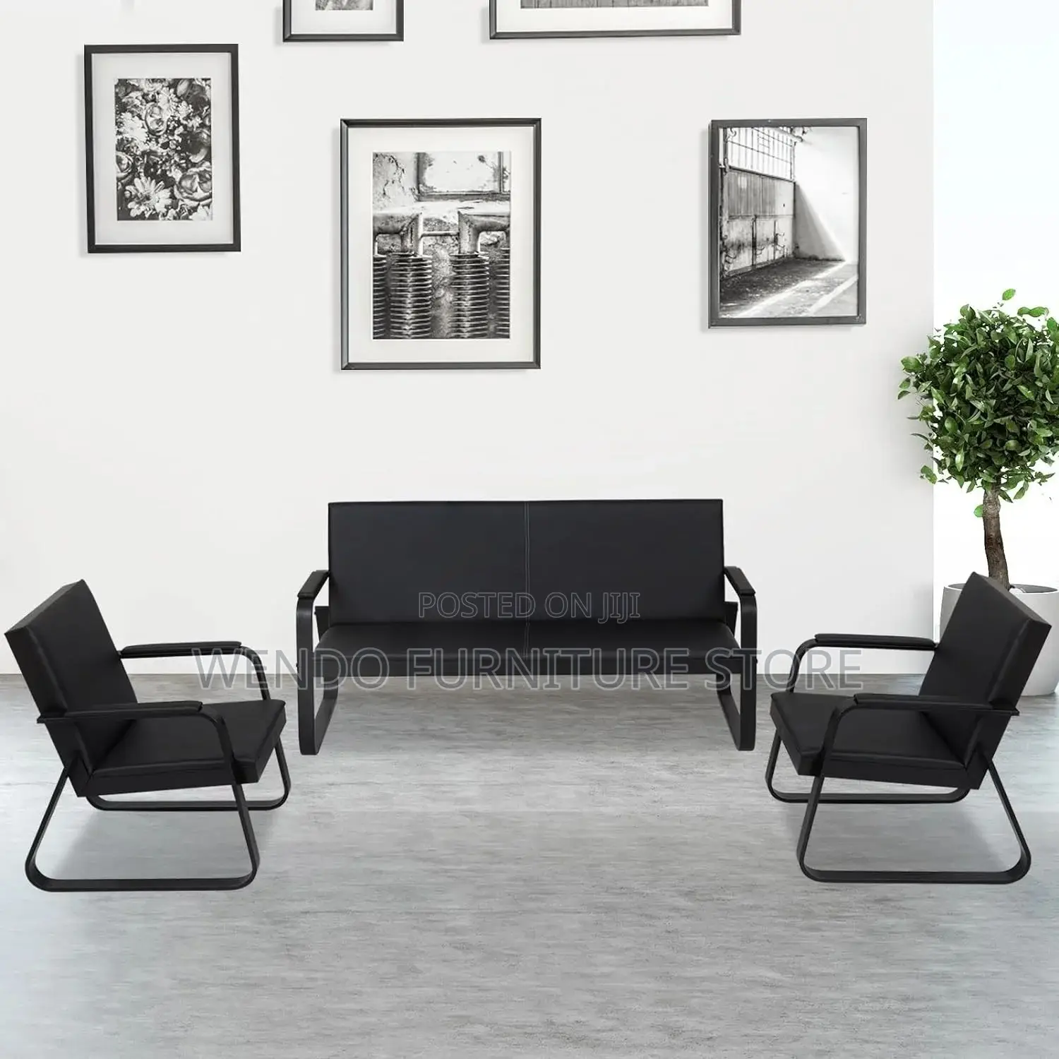 Office Sofa : Sleek Black Office Reception Sofa