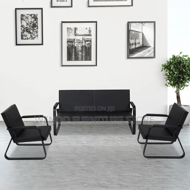 Office Sofa : Sleek Black Office Reception Sofa - thumbnail 4