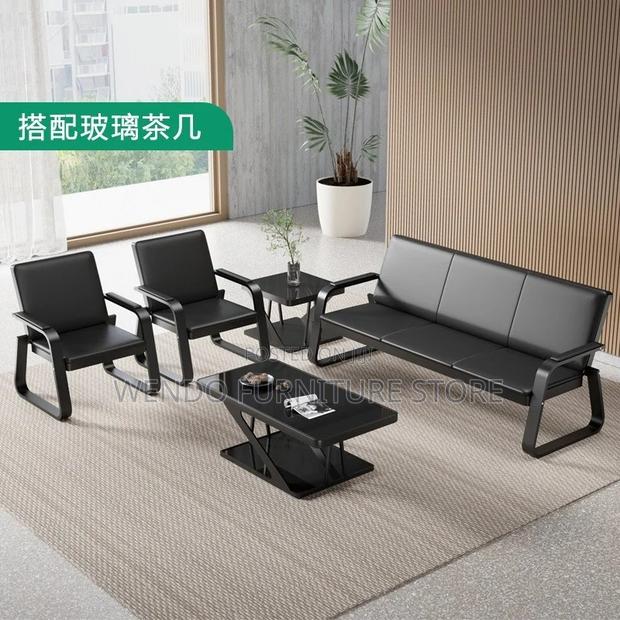 Office Sofa : Sleek Black Office Reception Sofa - thumbnail 6