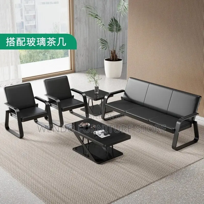 Office Sofa : Sleek Black Office Reception Sofa