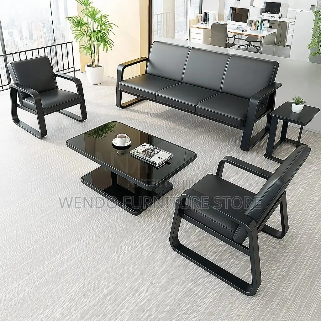 Office Sofa : Sleek Black Office Reception Sofa