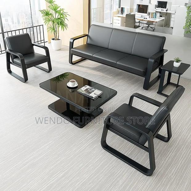 Office Sofa : Sleek Black Office Reception Sofa - thumbnail 7