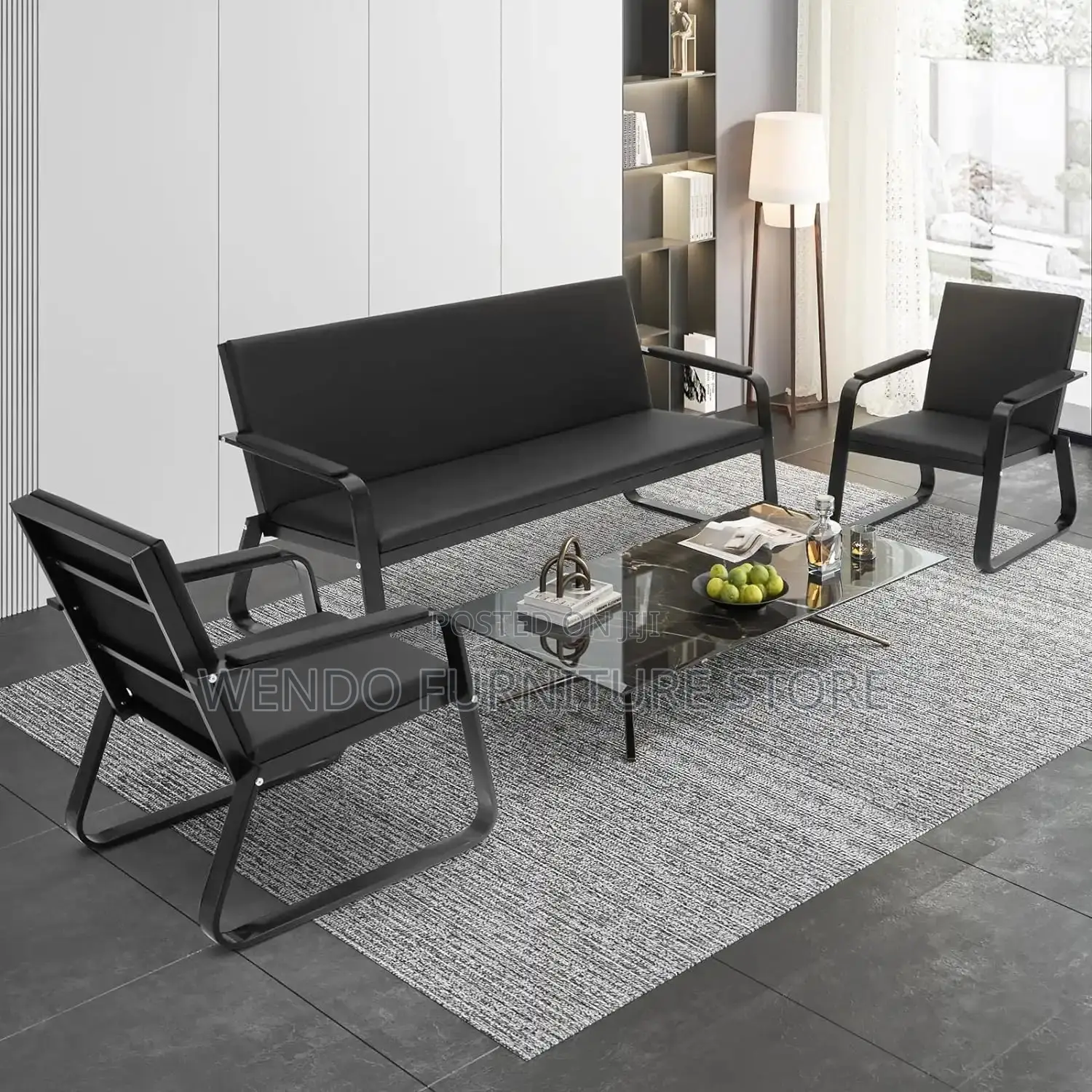 Office Sofa : Sleek Black Office Reception Sofa