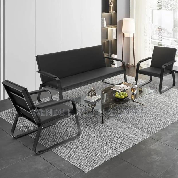 Office Sofa : Sleek Black Office Reception Sofa - thumbnail 8
