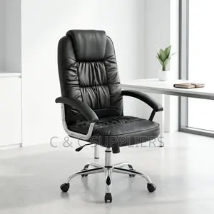 Leather Adjustable Swivel Chair With Armrest.