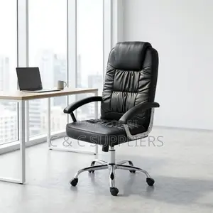 Leather Adjustable Swivel Chair With Armrest.