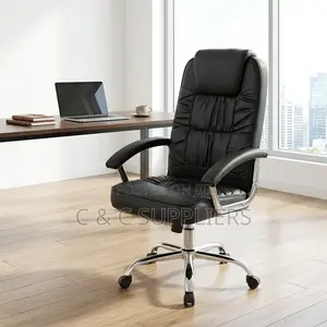 Leather Adjustable Swivel Chair With Armrest.