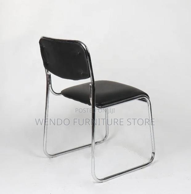 Office Chair : Black Padded Stackable Visitor Chair - thumbnail 2