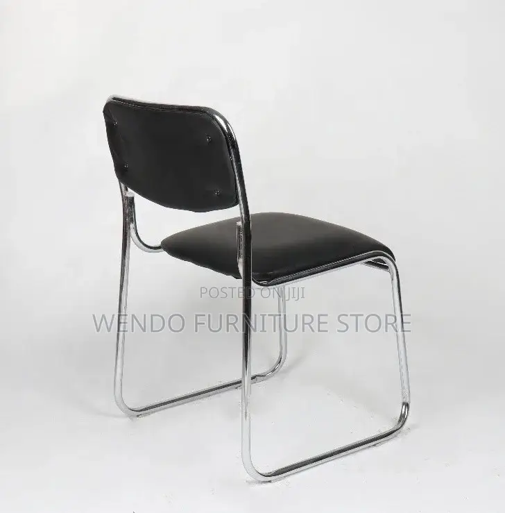Office Chair : Black Padded Stackable Visitor Chair