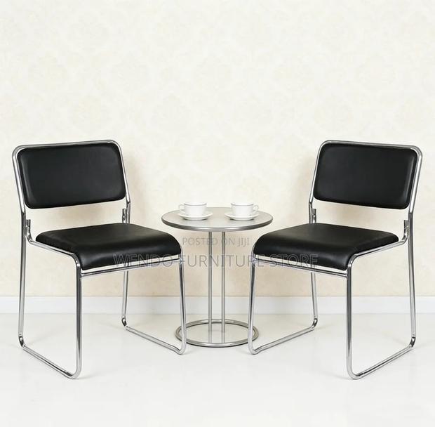 Office Chair : Black Padded Stackable Visitor Chair - thumbnail 4