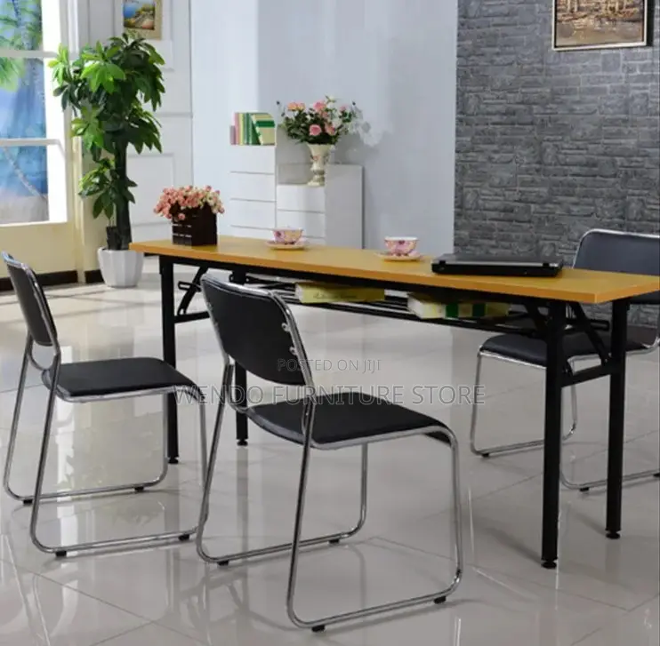 Office Chair : Black Padded Stackable Visitor Chair