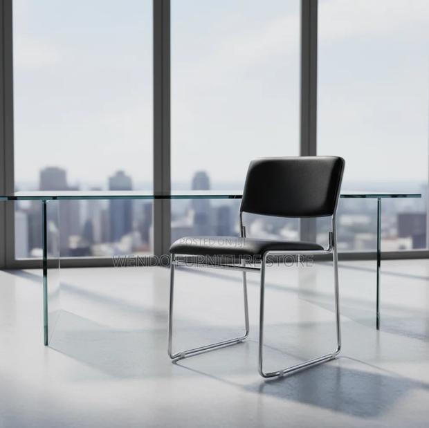 Office Chair : Black Padded Stackable Visitor Chair - thumbnail 6
