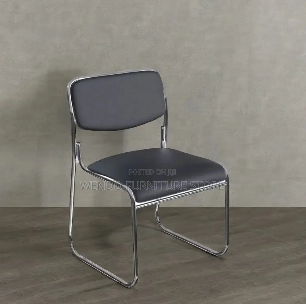 Office Chair : Black Padded Stackable Visitor Chair