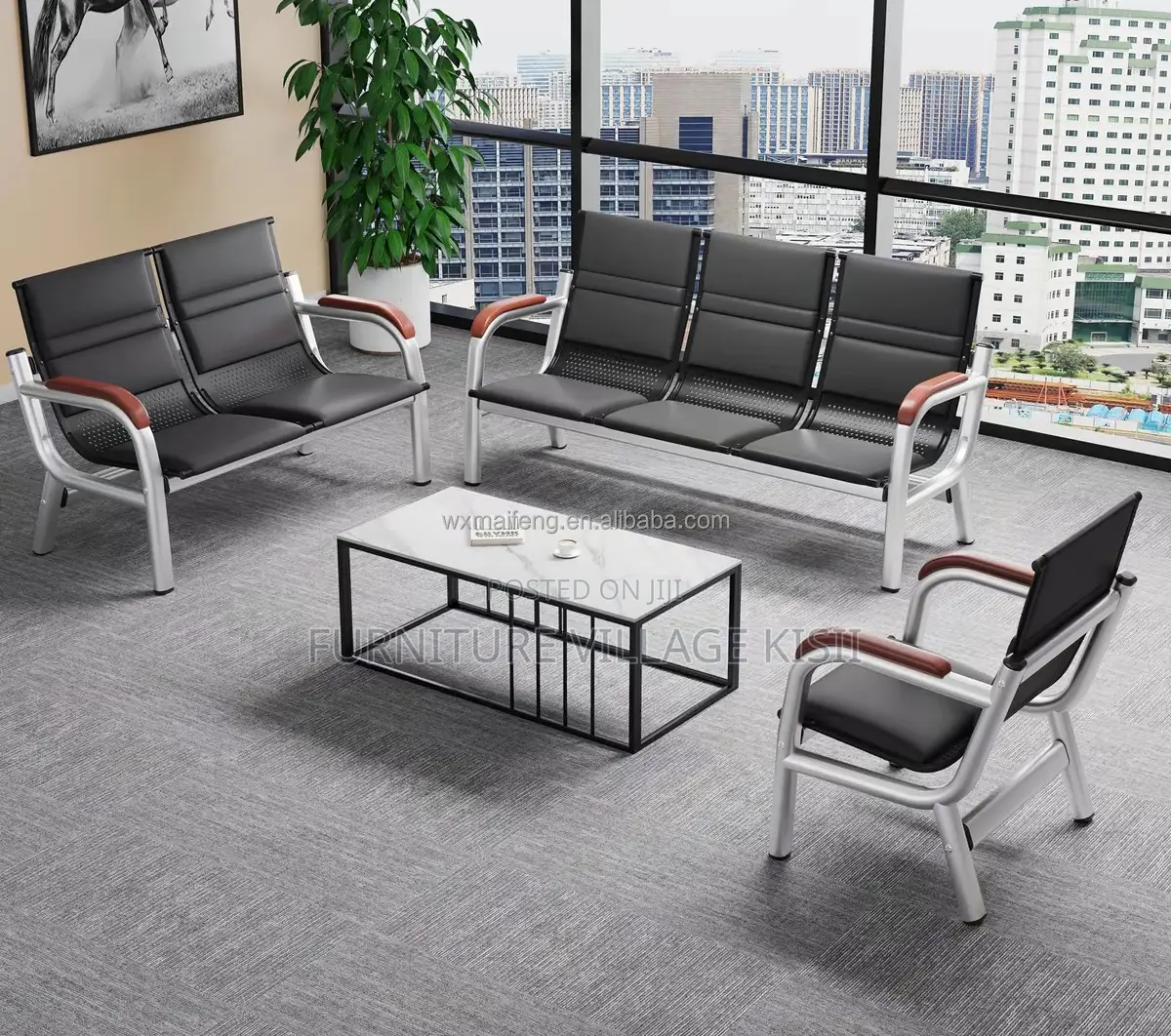Office Sofa; 5-Seater Executive Leather Sofa Set