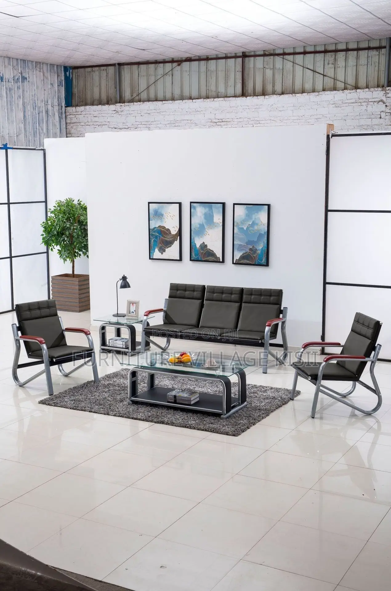 Office Sofa; 5-Seater Executive Leather Sofa Set
