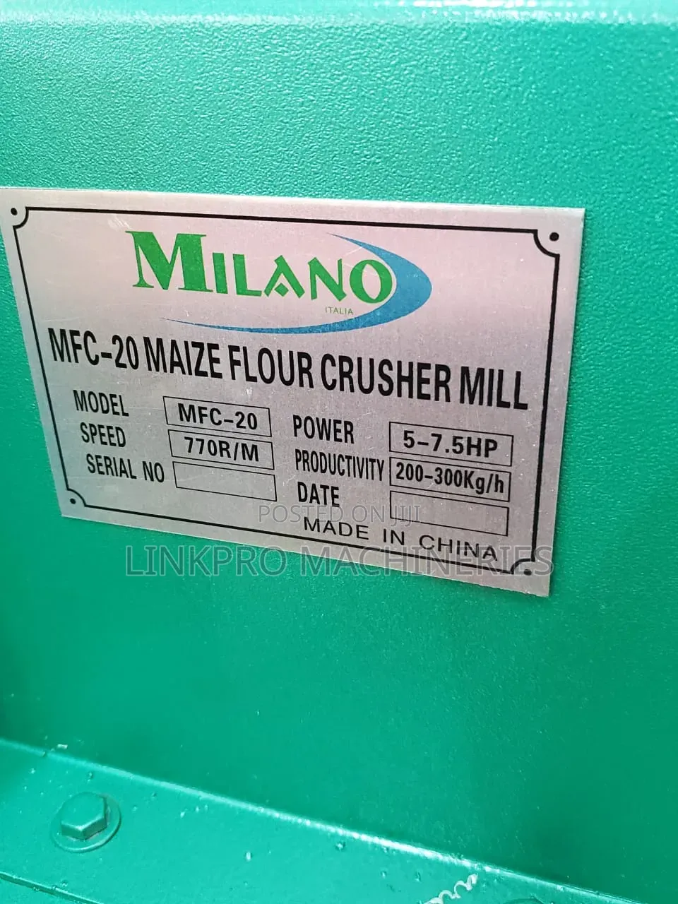 Milano Maize Flour Roller Mill 
-MFC-20 300kg/Hour