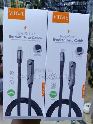 VIDVIE 36W Type-C to Lightning Braided Data Cable With Phone Stand.