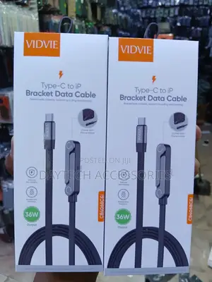 VIDVIE 36W Type-C to Lightning Braided Data Cable With Phone Stand.
