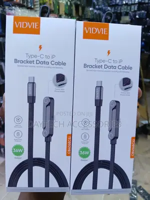 VIDVIE 36W Type-C to Lightning Braided Data Cable With Phone Stand.