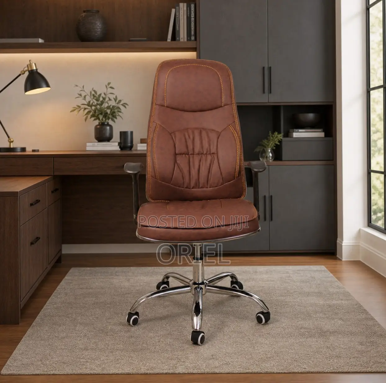 Office Chair: Modern Brown Leather Chair