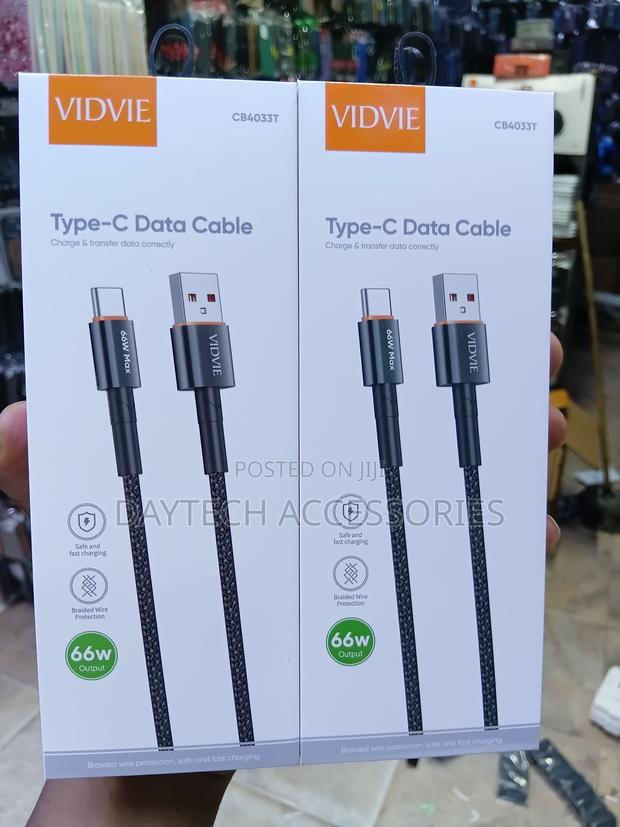 VIDVIE CB4033T Type-C Data Cable 66W of Super-Fast Charging.