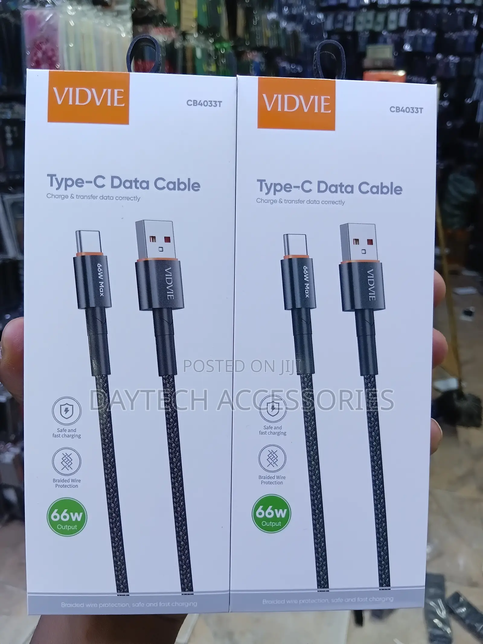 VIDVIE CB4033T Type-C Data Cable 66W of Super-Fast Charging.
