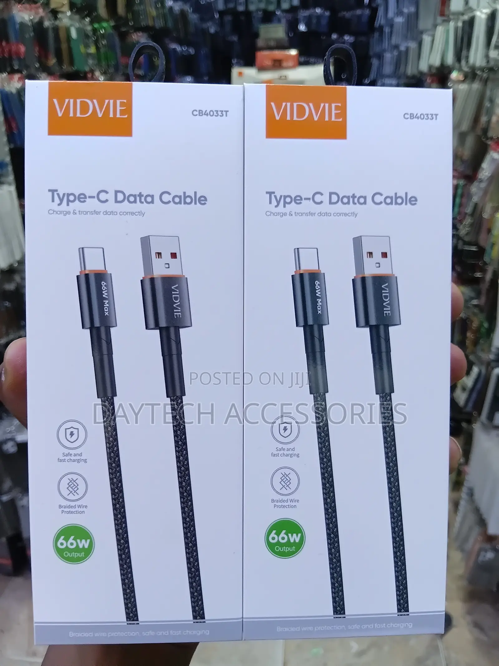 VIDVIE CB4033T Type-C Data Cable 66W of Super-Fast Charging.