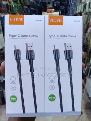 VIDVIE CB4033T Type-C Data Cable 66W of Super-Fast Charging.