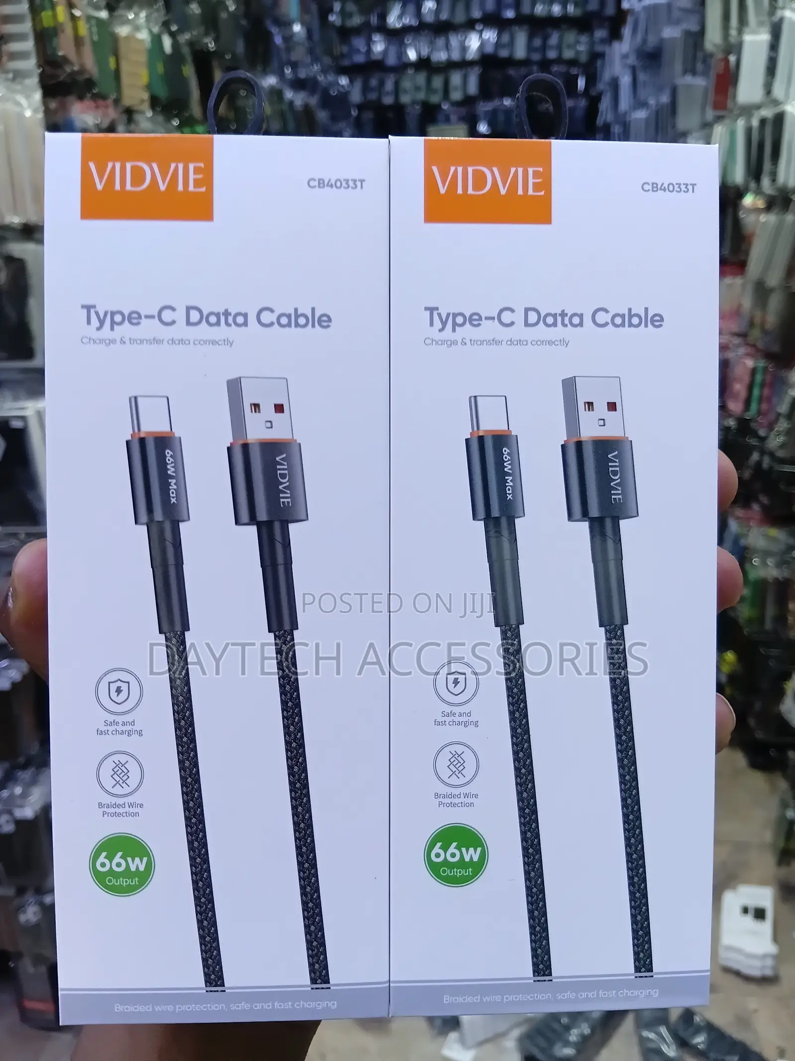 VIDVIE CB4033T Type-C Data Cable 66W of Super-Fast Charging.