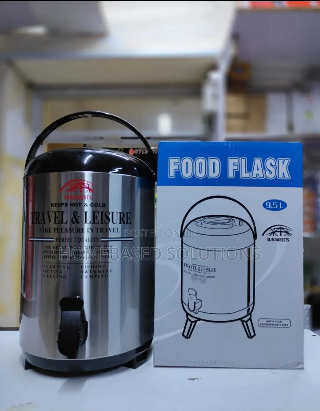 Silver -Black Food Flask /Tea Urn