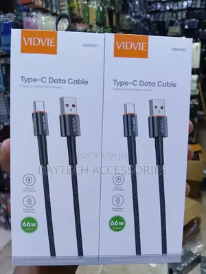 VIDVIE CB4033T Type-C Data Cable & Fast Charging Cable - Black