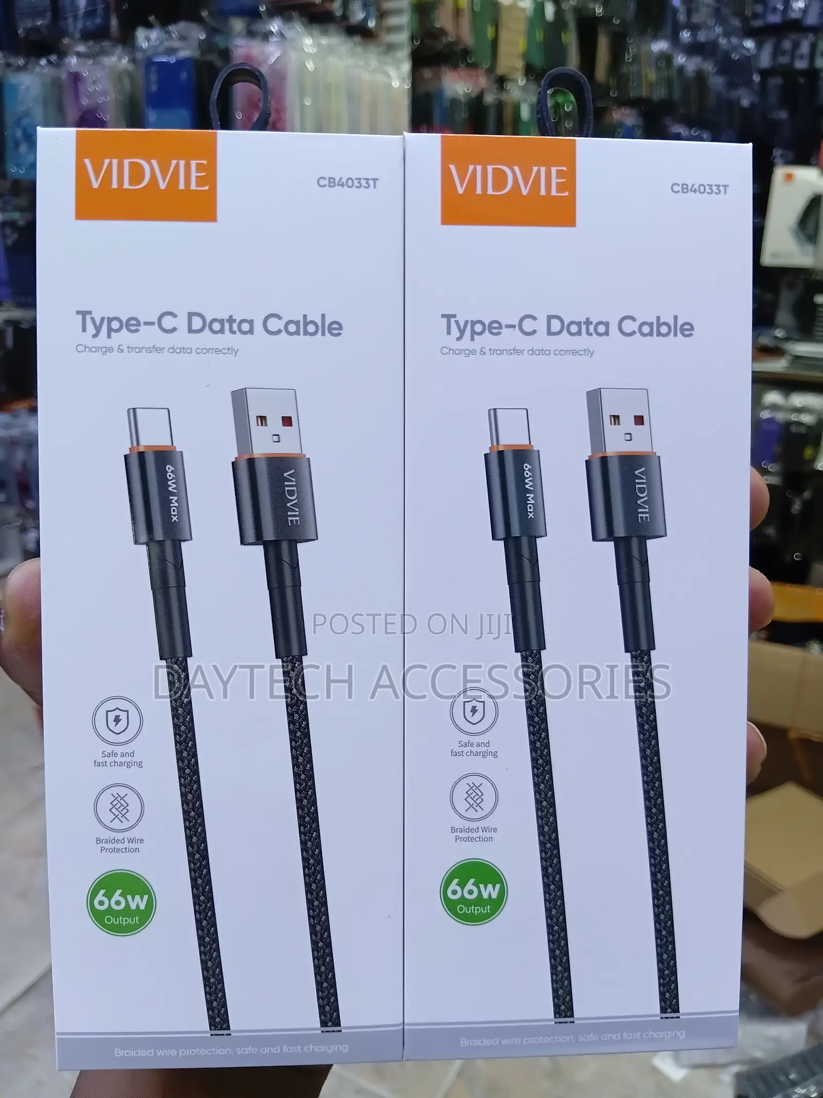 VIDVIE CB4033T Type-C Data Cable & Fast Charging Cable - Black