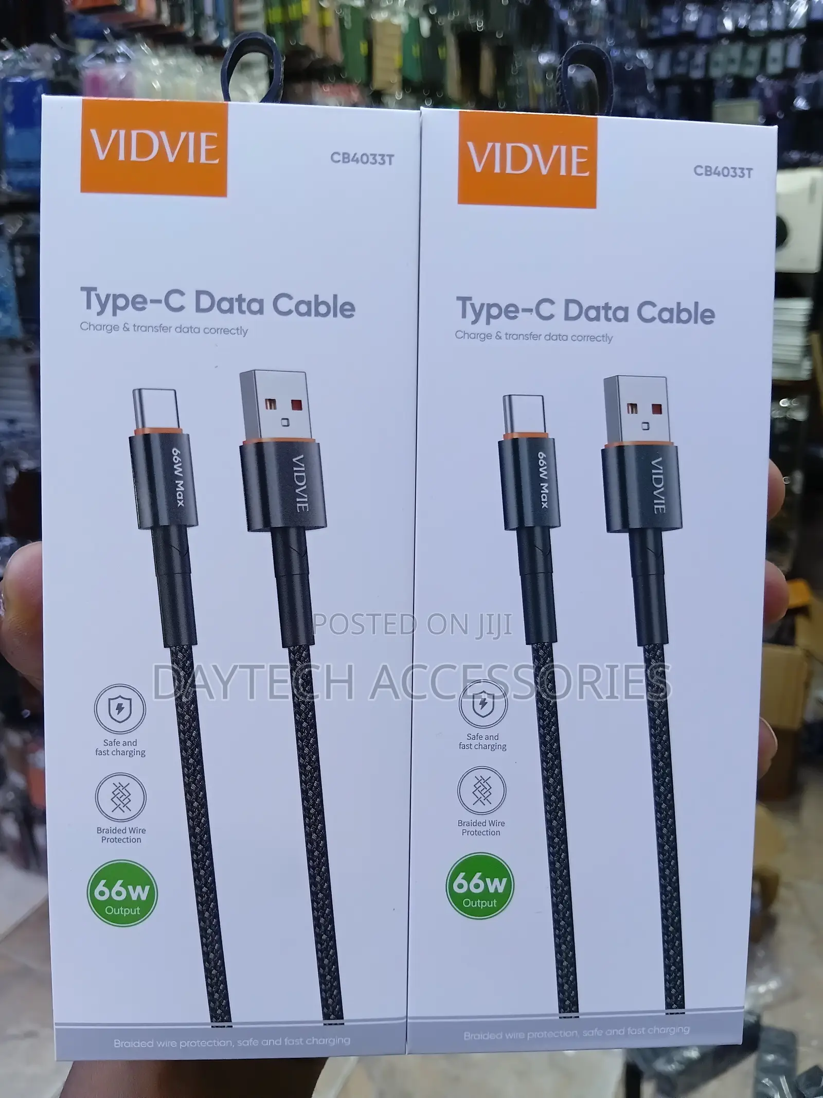 VIDVIE CB4033T Type-C Data Cable & Fast Charging Cable - Black