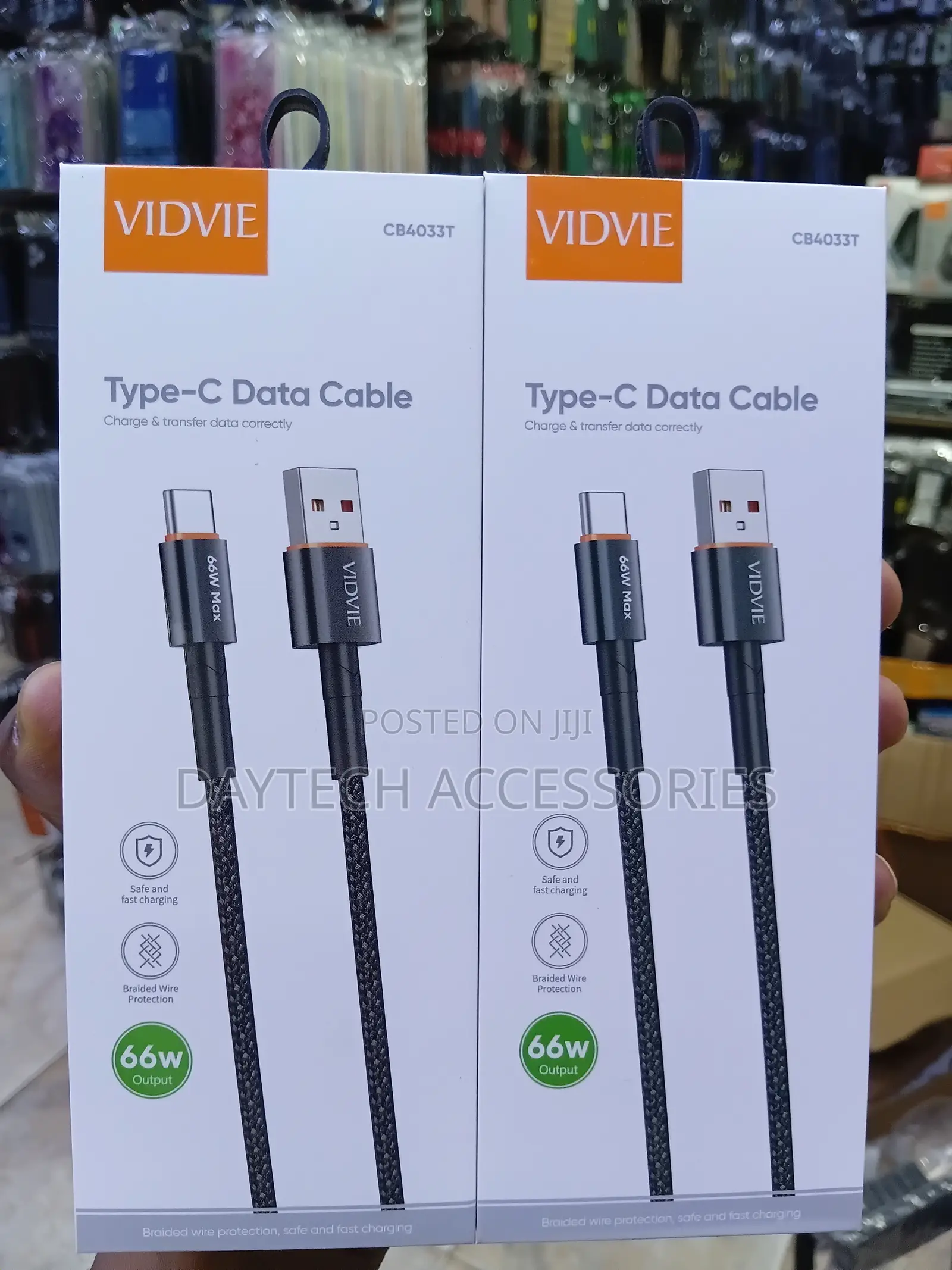 VIDVIE CB4033T Type-C Data Cable & Fast Charging Cable - Black