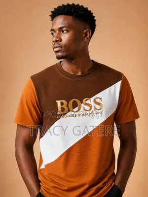 Men’s BOSS Printed T-Shirt – Orange & Brown | Stylish Casual Wear