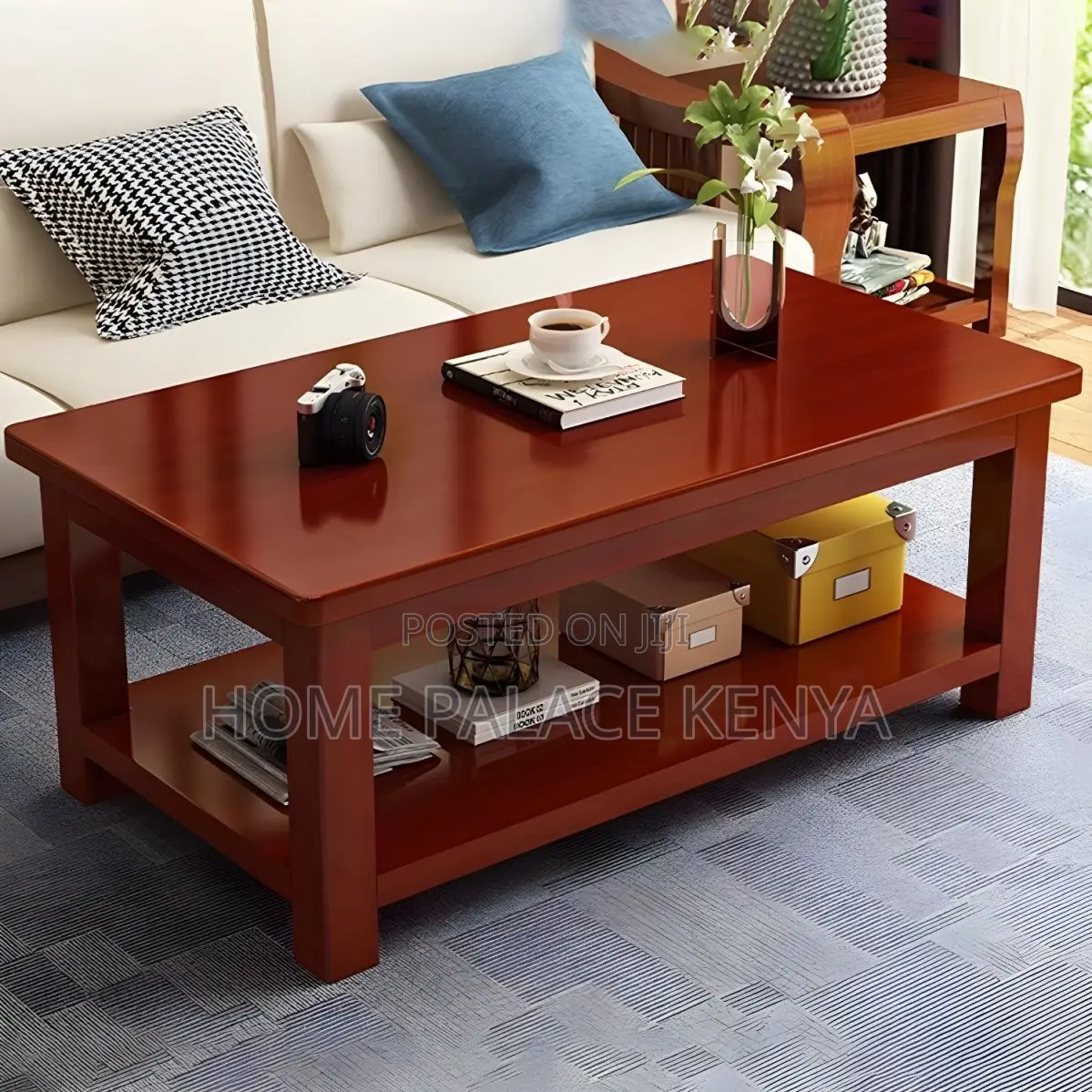Coffee Table; Modern Mahogany Finish MDF Coffee Table for Home